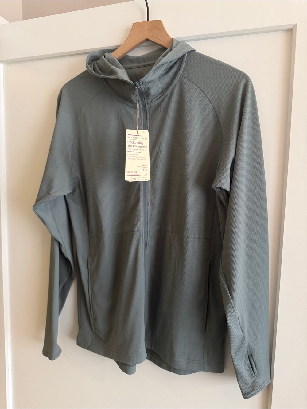 Muji Men's Hooded Zip Jacket in Slate Green